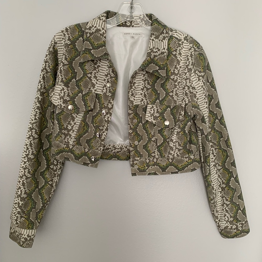 Honey Punch snakeskin cropped jacket